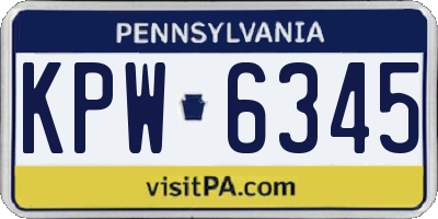 PA license plate KPW6345