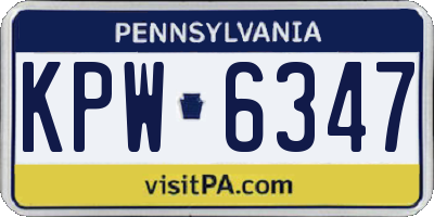 PA license plate KPW6347