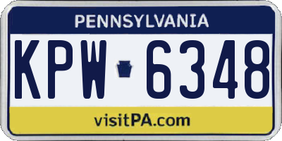 PA license plate KPW6348