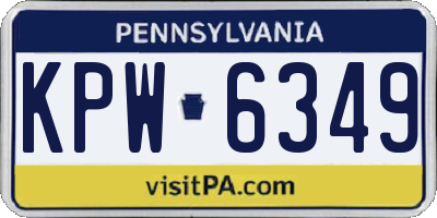 PA license plate KPW6349