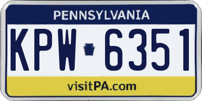 PA license plate KPW6351