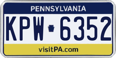 PA license plate KPW6352