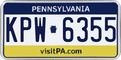 PA license plate KPW6355