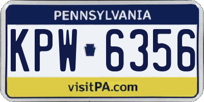 PA license plate KPW6356