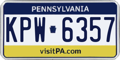 PA license plate KPW6357