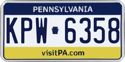 PA license plate KPW6358