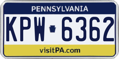 PA license plate KPW6362