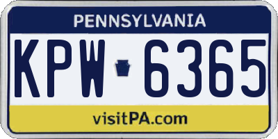 PA license plate KPW6365