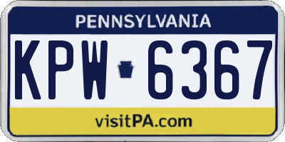 PA license plate KPW6367