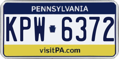 PA license plate KPW6372