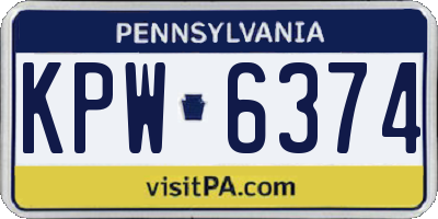 PA license plate KPW6374