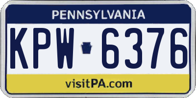 PA license plate KPW6376