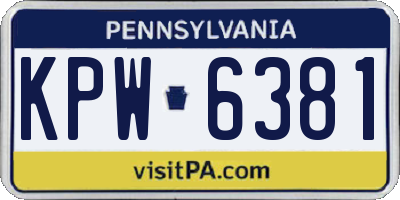 PA license plate KPW6381