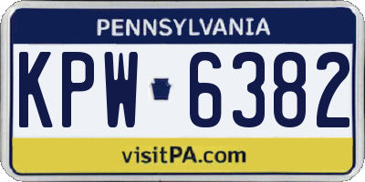 PA license plate KPW6382