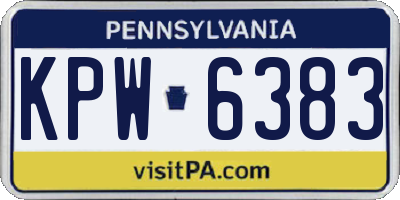 PA license plate KPW6383