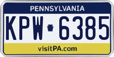 PA license plate KPW6385