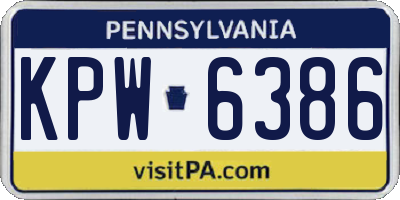 PA license plate KPW6386