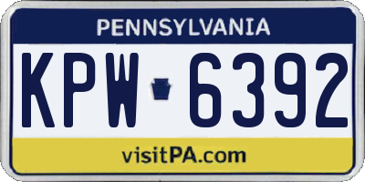 PA license plate KPW6392
