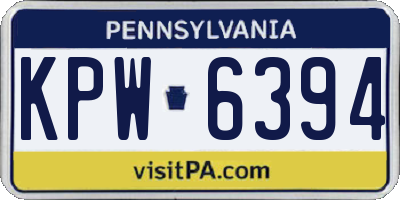 PA license plate KPW6394