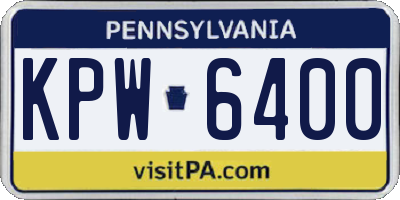 PA license plate KPW6400