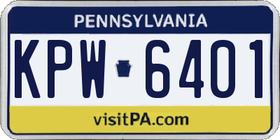 PA license plate KPW6401