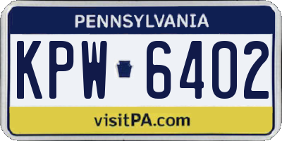 PA license plate KPW6402