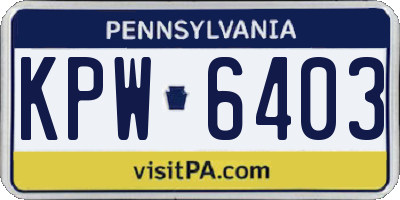 PA license plate KPW6403