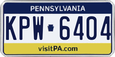 PA license plate KPW6404