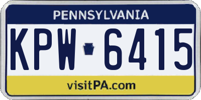 PA license plate KPW6415