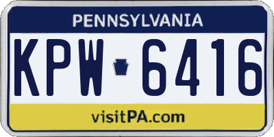 PA license plate KPW6416