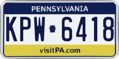 PA license plate KPW6418