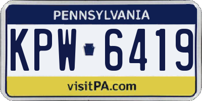 PA license plate KPW6419