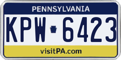 PA license plate KPW6423