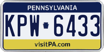 PA license plate KPW6433
