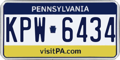 PA license plate KPW6434