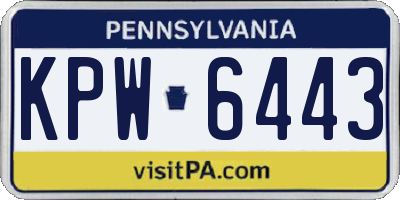 PA license plate KPW6443