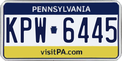 PA license plate KPW6445