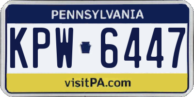 PA license plate KPW6447