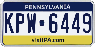 PA license plate KPW6449