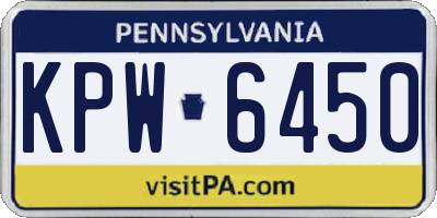 PA license plate KPW6450