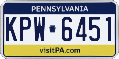 PA license plate KPW6451