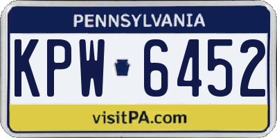 PA license plate KPW6452