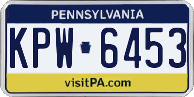 PA license plate KPW6453