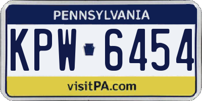 PA license plate KPW6454