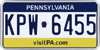 PA license plate KPW6455