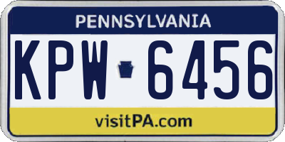 PA license plate KPW6456