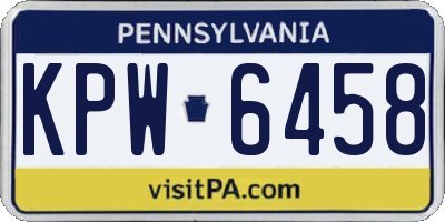 PA license plate KPW6458