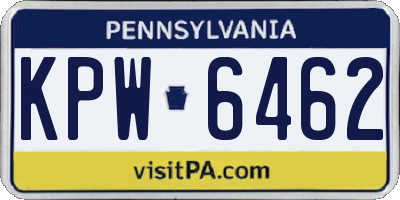 PA license plate KPW6462