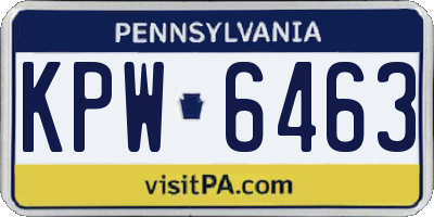PA license plate KPW6463