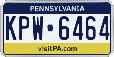 PA license plate KPW6464